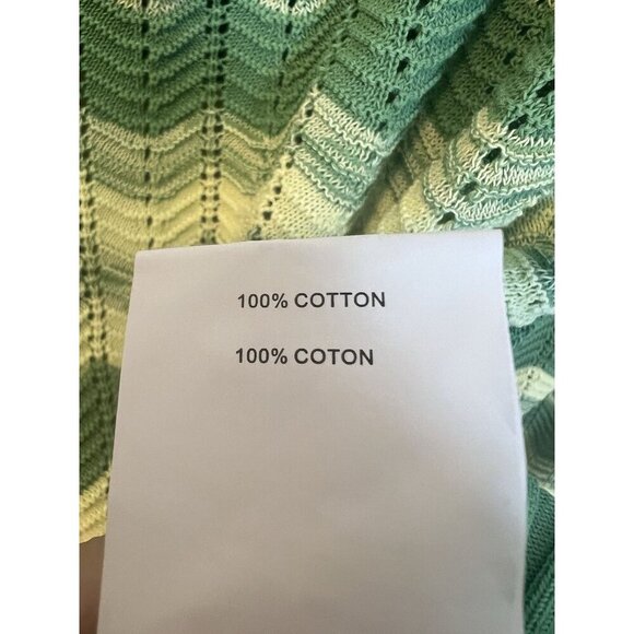 Ramy Brook Briar Cropped Sweater Size XL Green 100% Cotton Wave Knit Square Neck - Picture 9 of 9
